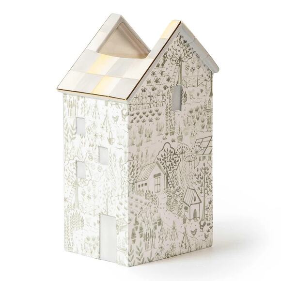 MACKENZIE-CHILDS Sterling Cottage Tall Container Large Grey White Check NEW - Picture 1 of 4